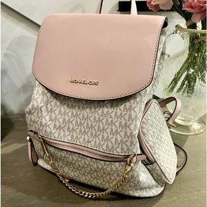 Michael Kors large backpack with gold chain detail, Blush pink